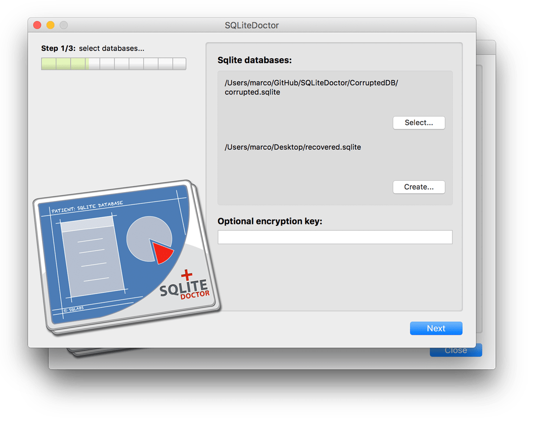 repair sqlite database